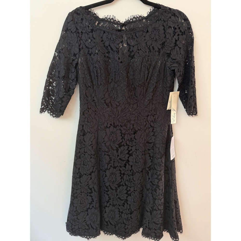 Black Lace Fit & Flare Dress NWT Fully Lined Romantic Cocktail Party 4